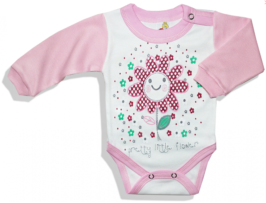 BABY´S WEAR Detské body - FLOWER, ružovo-biele veľkosť: 98 (24-36m)