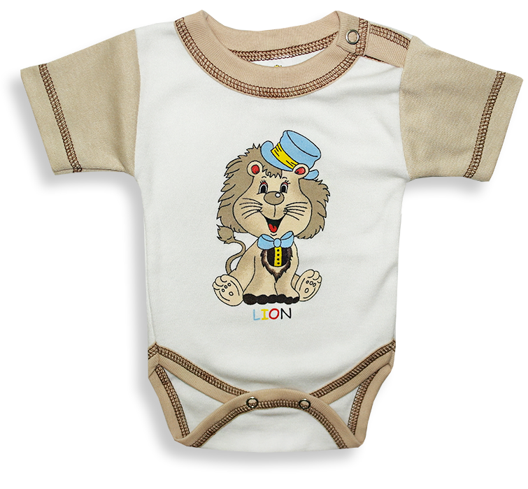 BABY´S WEAR Kojenecké body, krátky rukáv - LION, hnedo-biele veľkosť: 74 (6-9m)