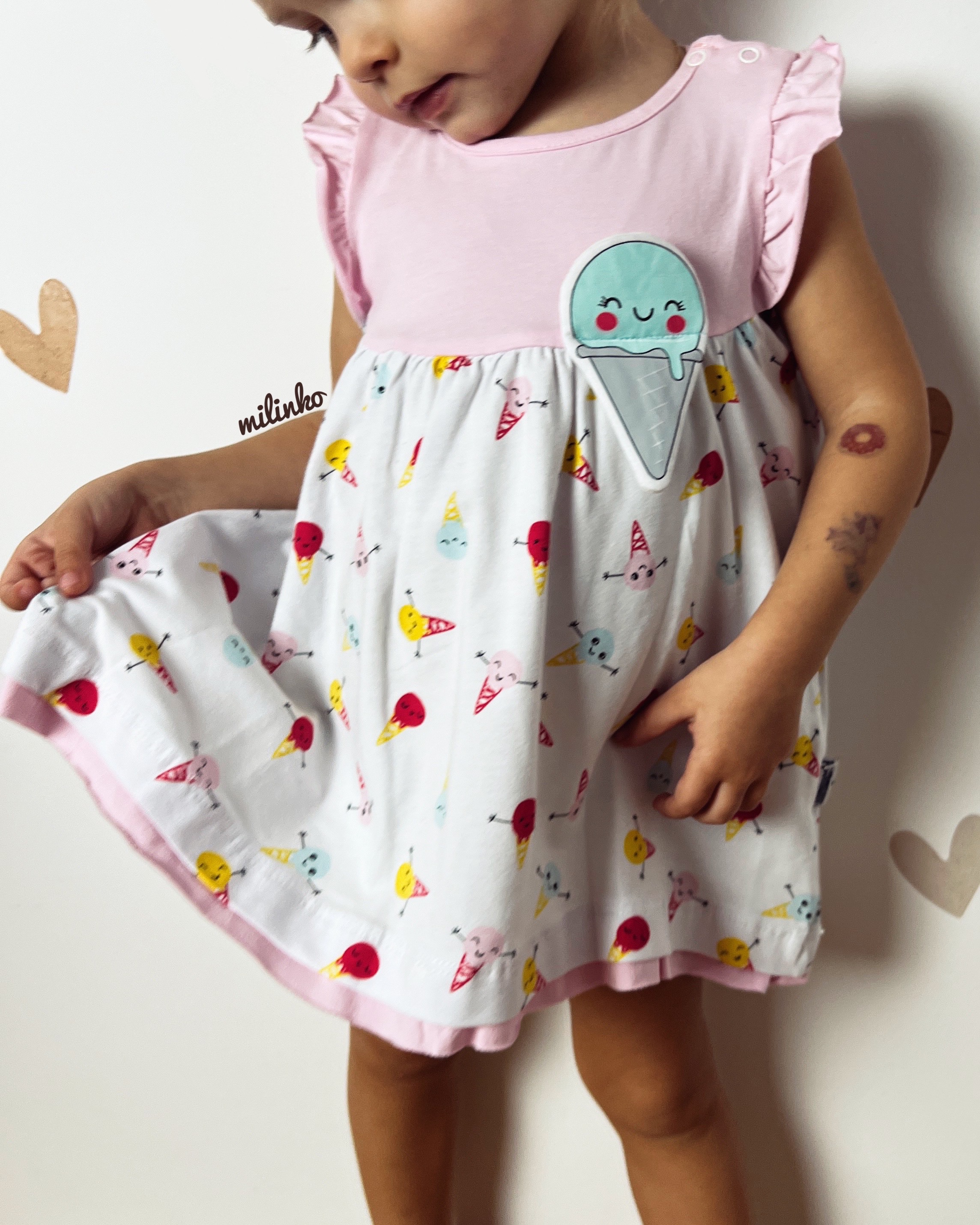 E-shop Miniworld Dievčenské letné šaty- Zmrzlina, ružové veľkosť: 68 (4-6m)
