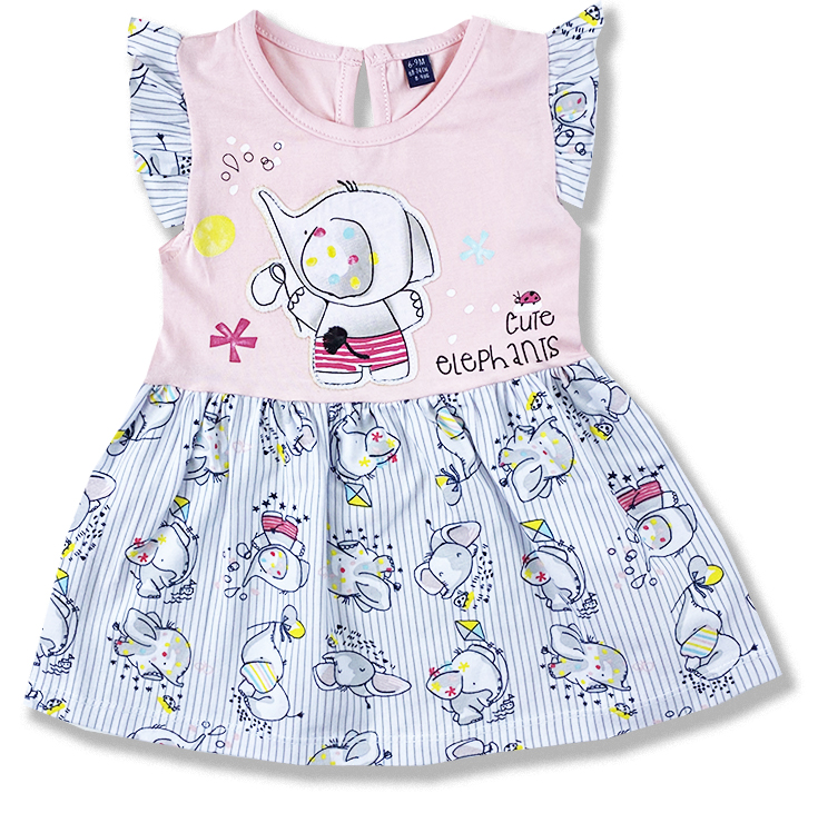 E-shop Miniworld Dievčenské letné šaty- Cute Elephants, ružové veľkosť: 74 (6-9m)
