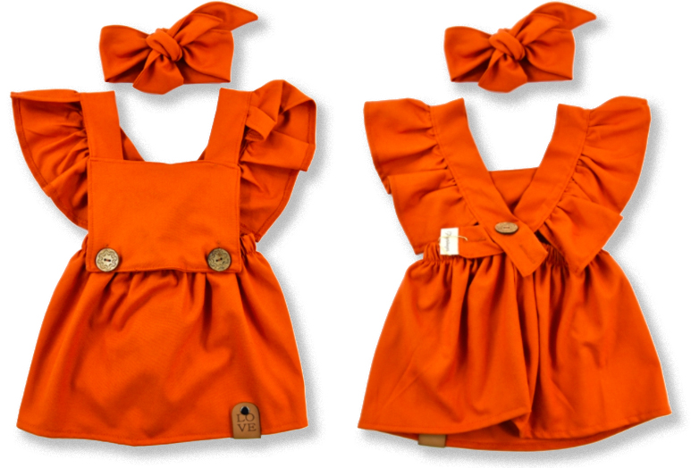 E-shop Popshops Dievčenské letné šaty s čelenkou- Lena, tehlové veľkosť: 104 (4roky)