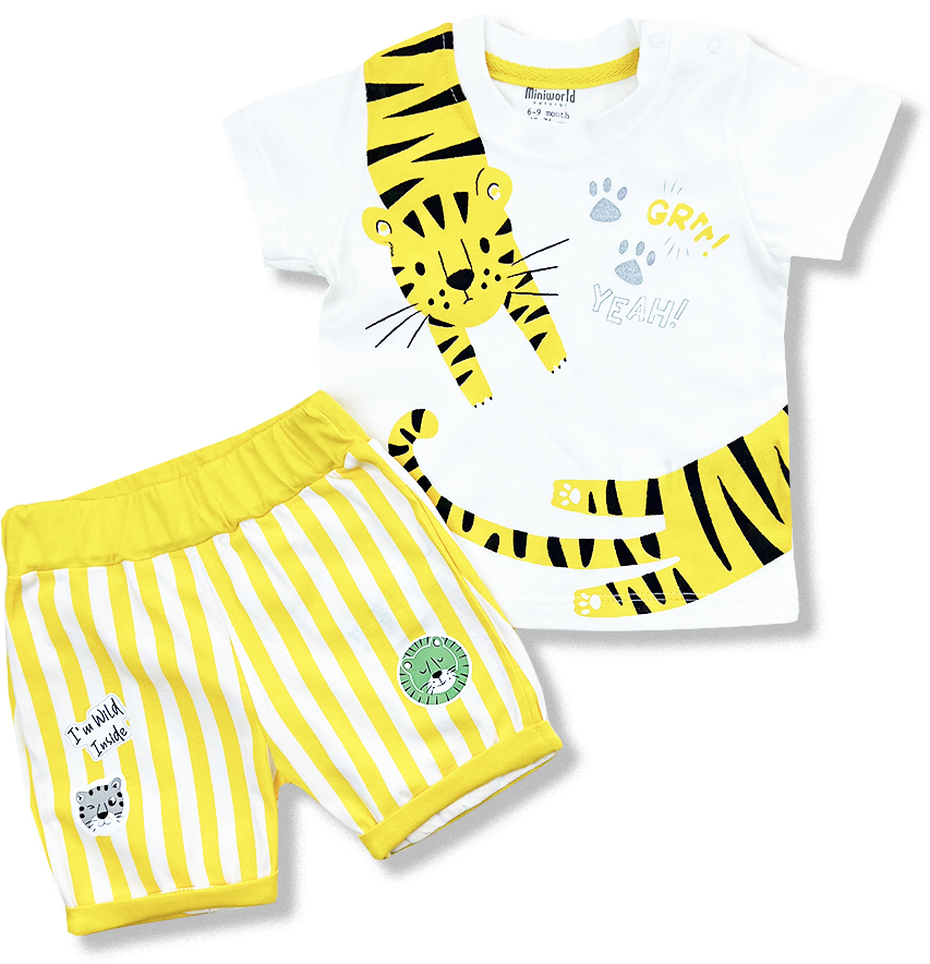 Miniworld 2dielna letná súpravička pre bábätká- Tiger, žltý veľkosť: 74-80