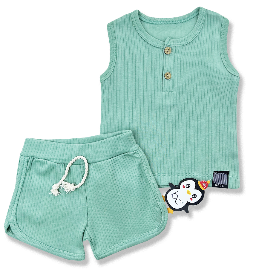 Baby Cool 2dielny  letný set s tričkom- Minimal, mentolový veľkosť: 80 (9-12m)