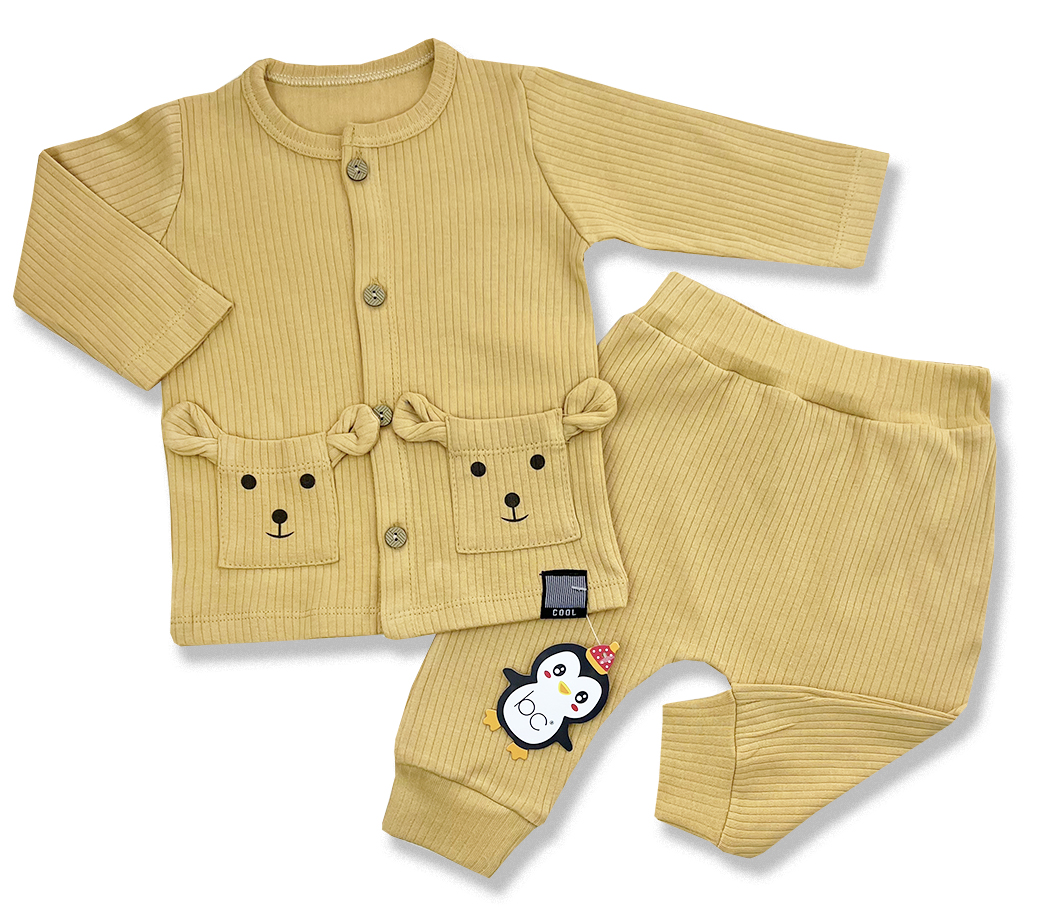 E-shop Baby Cool 2dielny set pre bábätká - Macko, horčicový veľkosť: 68 (4-6m)