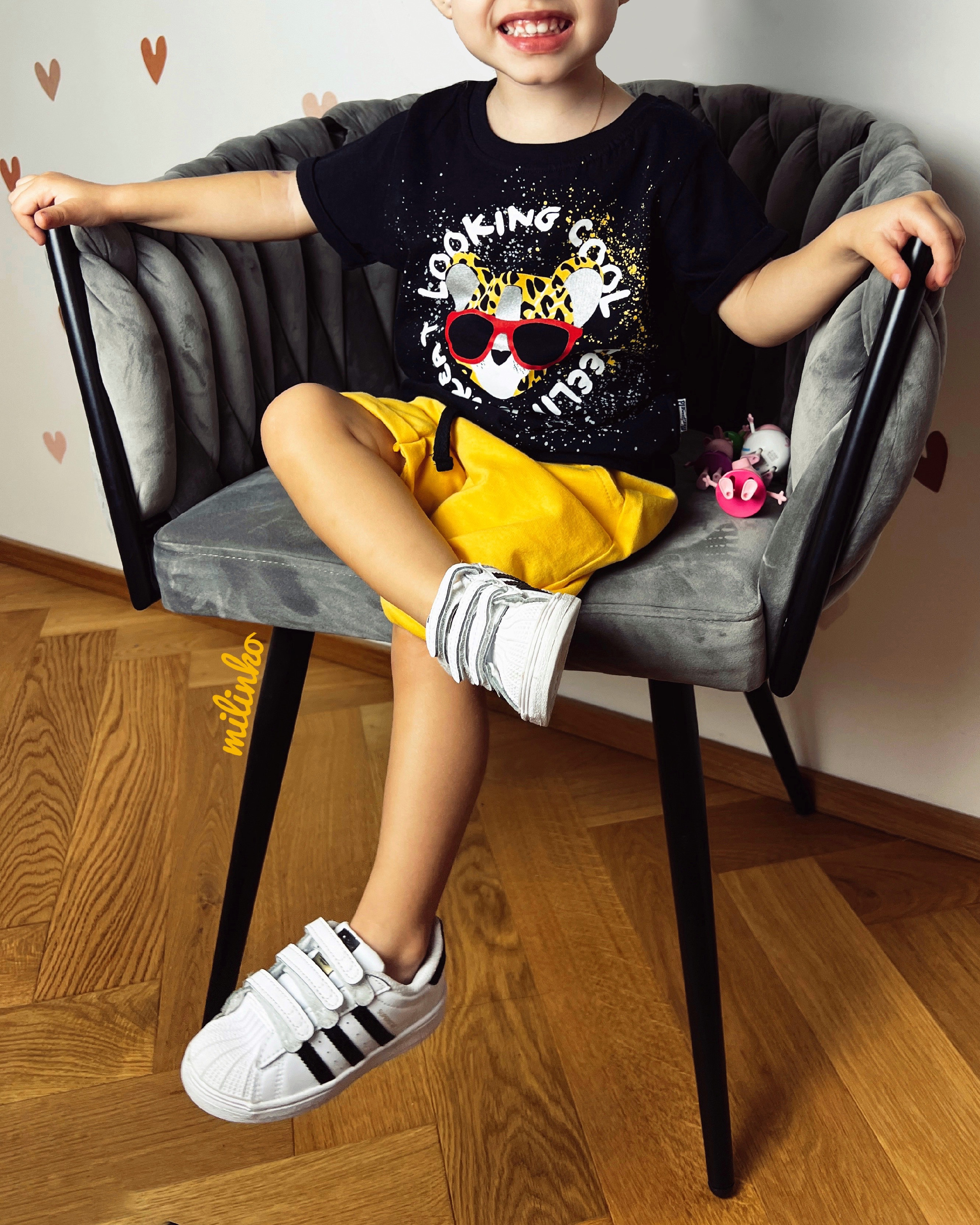 E-shop Miniworld Chlapčenský letný set- Cool, čierno-žltý veľkosť: 104 (4roky)
