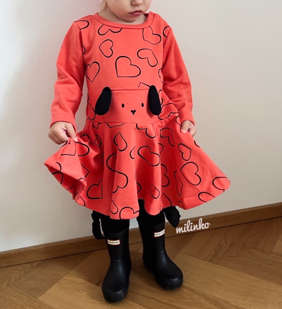 Miniworld Dievčenské šaty- Psíček, lososové veľkosť: 86 (12-18m)