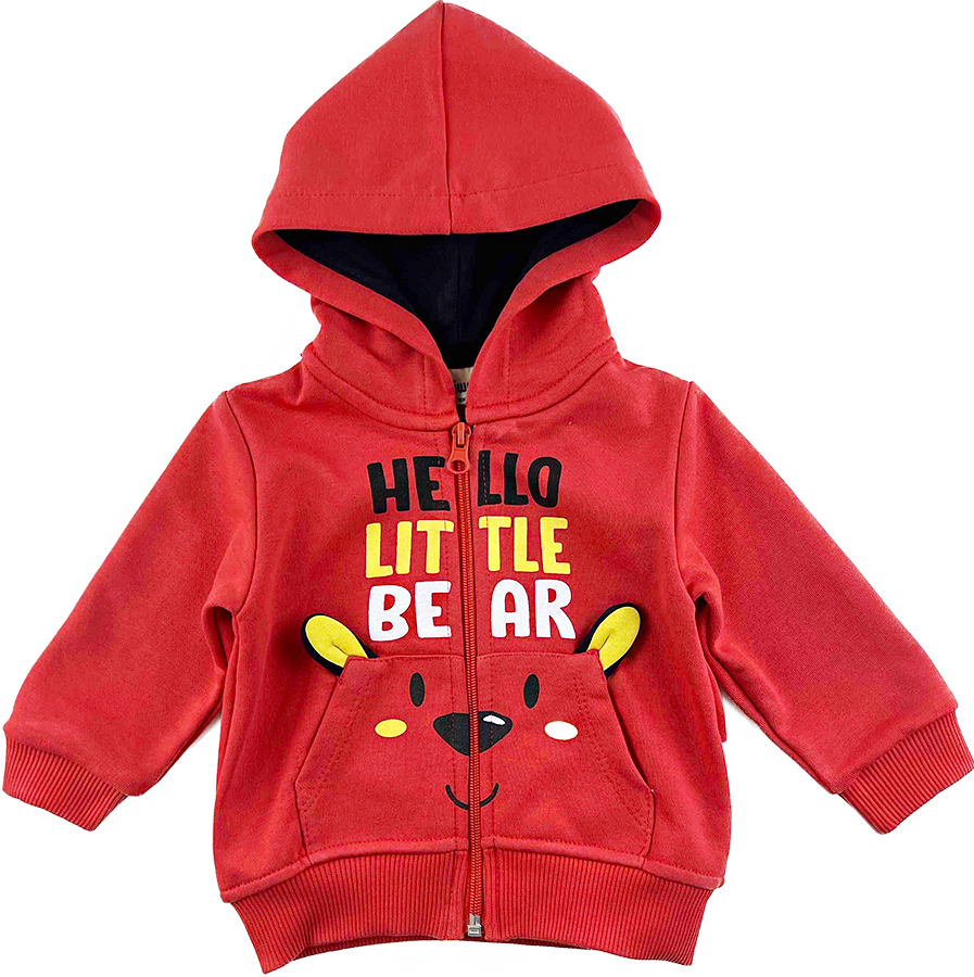 Miniworld Mikina pre bábätká- Hello Little Bear, červená veľkosť: 86 (12-18m)