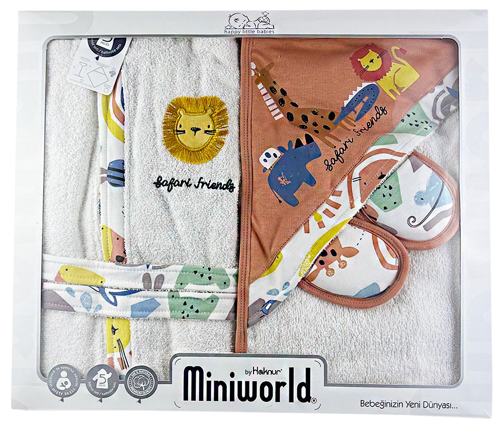 Miniworld Potreby na kúpanie v darčekovom balení, na 2 roky- Safari, tehlové