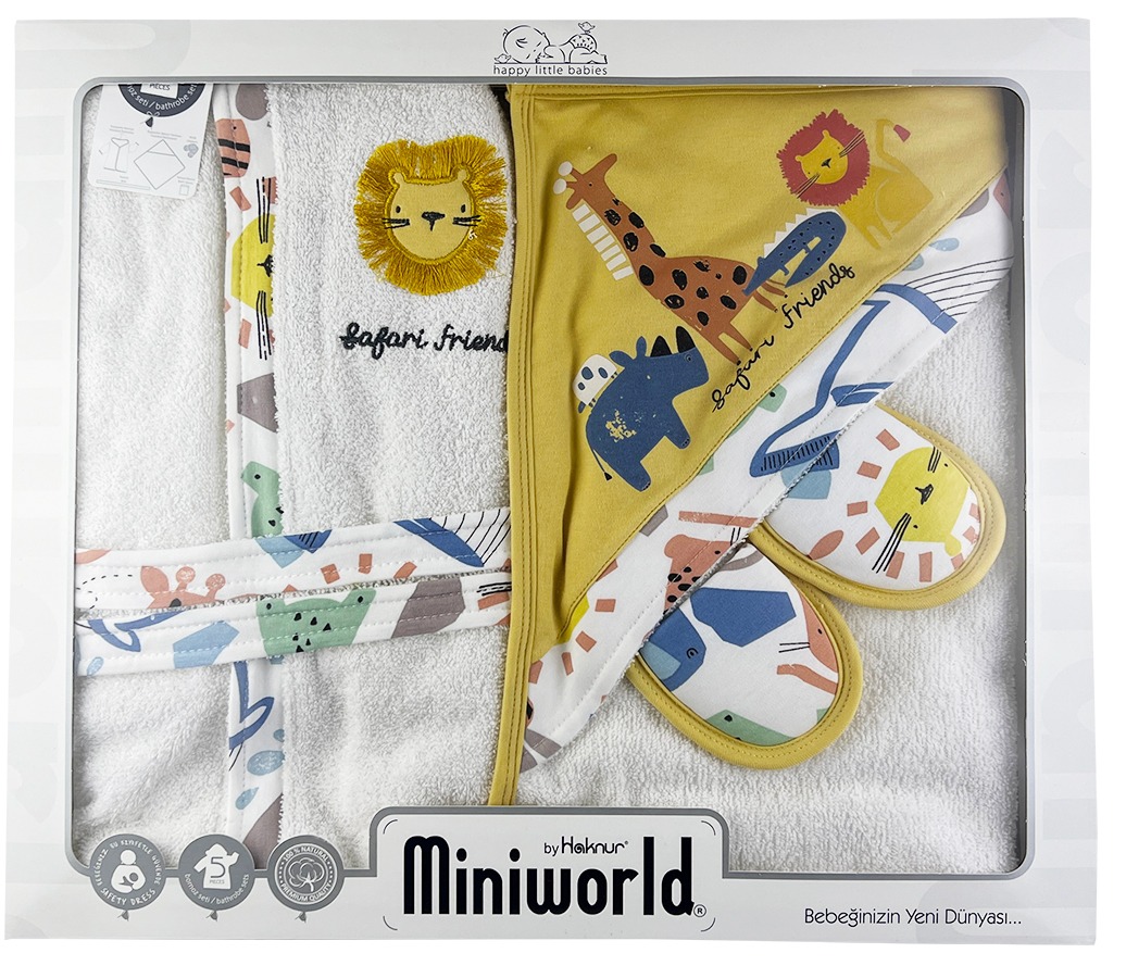 Miniworld Potreby na kúpanie v darčekovom balení, na 2 roky- Safari, žlté