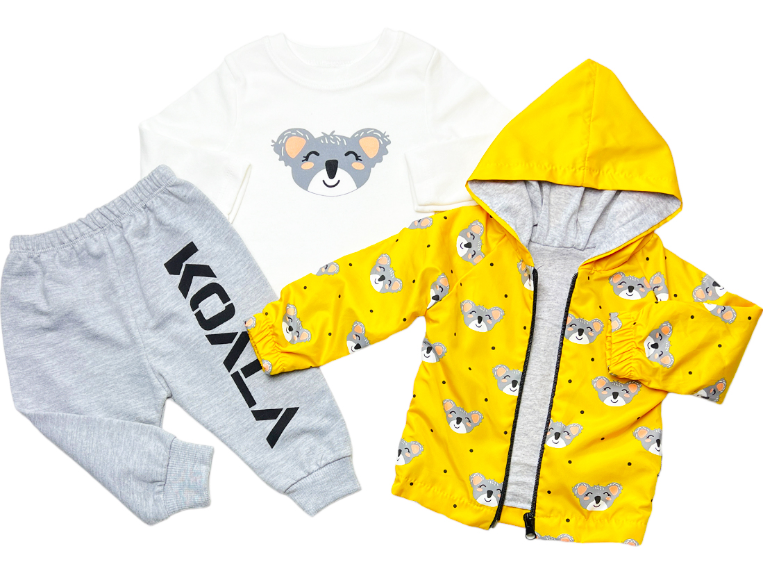 E-shop Baby 3dielna súprava pre bábätká s kabátikom-Koala veľkosť: 68 (4-6m)