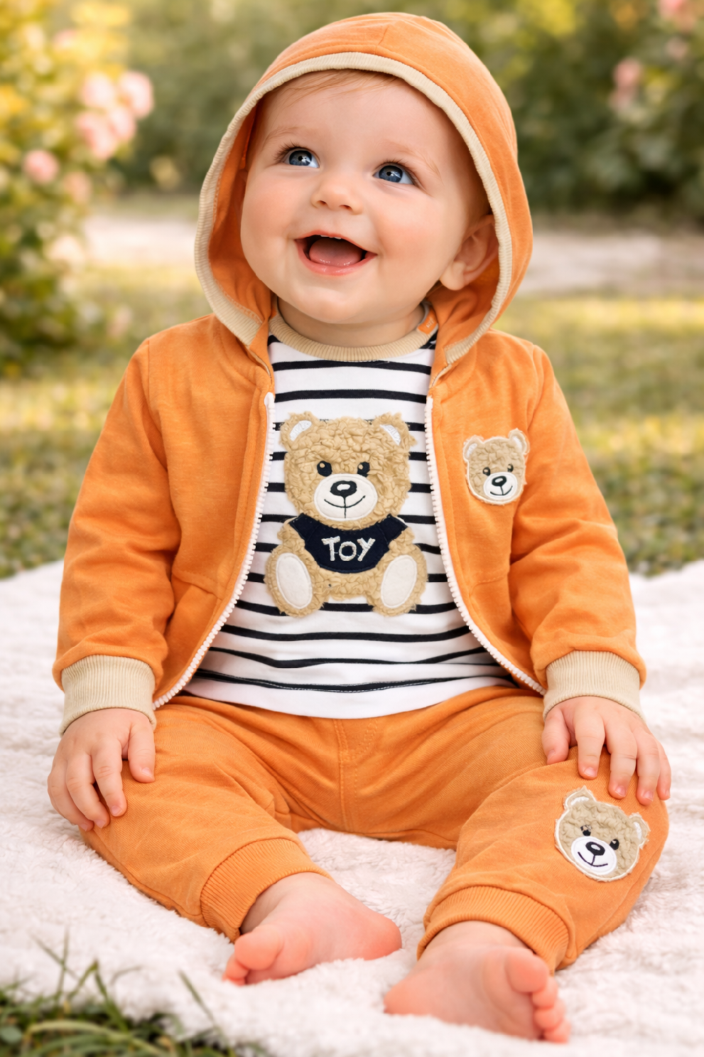 E-shop Hippil baby 3dielny detský set - TEDDY, oranžový