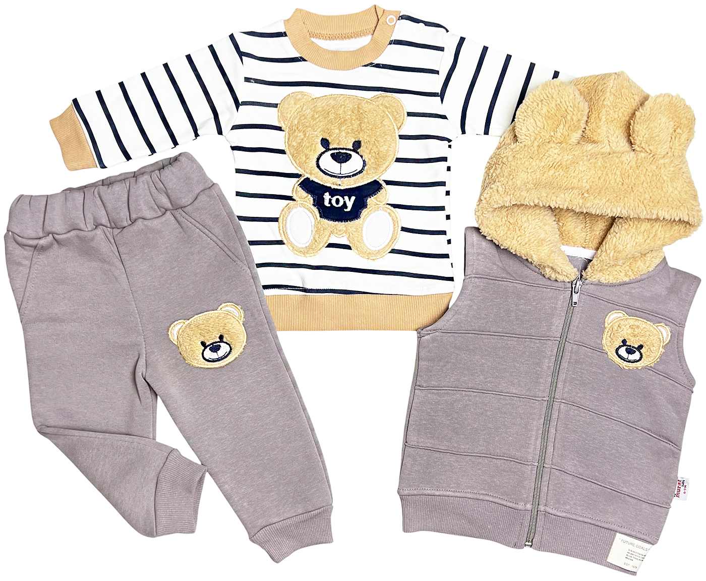 E-shop Baby 3dielny detský set - TEDDY, sivý