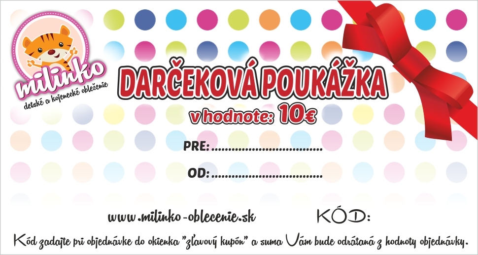 E-shop Darčeková poukážka v hodnote 10eur