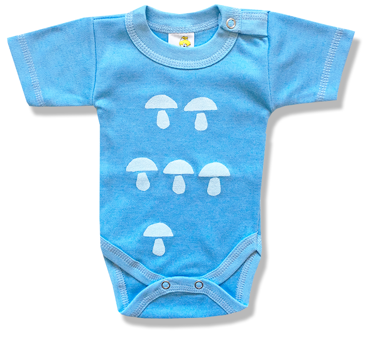 E-shop BABY´S WEAR Kojenecké body - krátky rukáv, huby, modré veľkosť: 56 (0-2m)