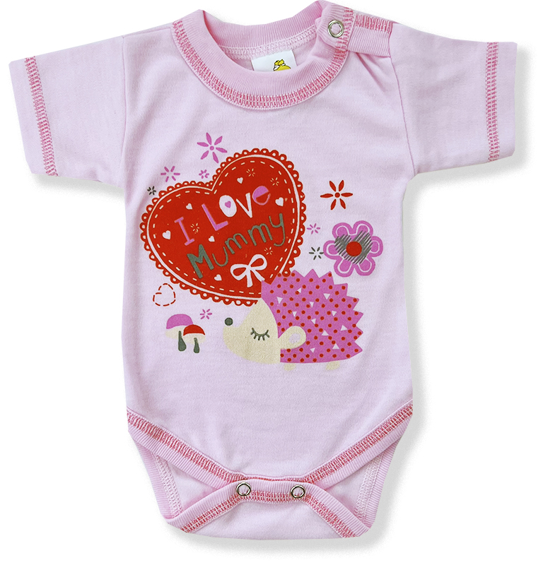 E-shop BABY´S WEAR Detské body, krátky rukáv- MUMMY, ružové veľkosť: 56 (0-2m)