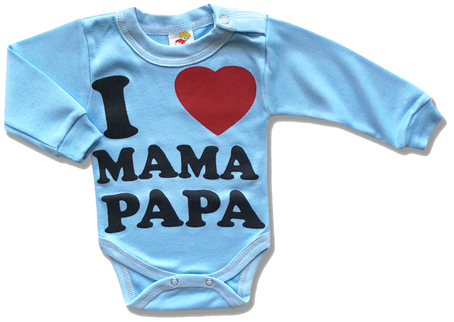 E-shop BABY´S WEAR Detské body - I love M&P, modré veľkosť: 80 (9-12m)