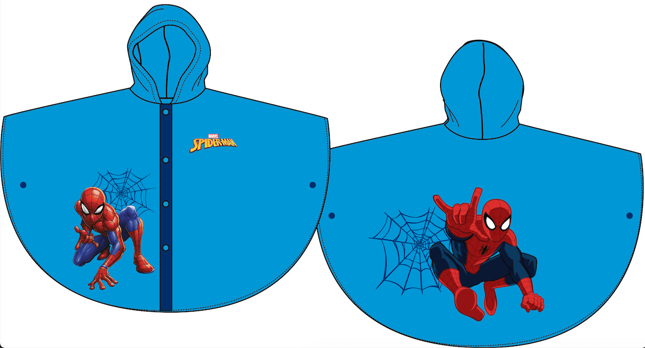 E-shop Cactus Clone Chlapčenský pršiplášť (pončo) Spiderman, bl.modrý veľkosť: 7/8 rok