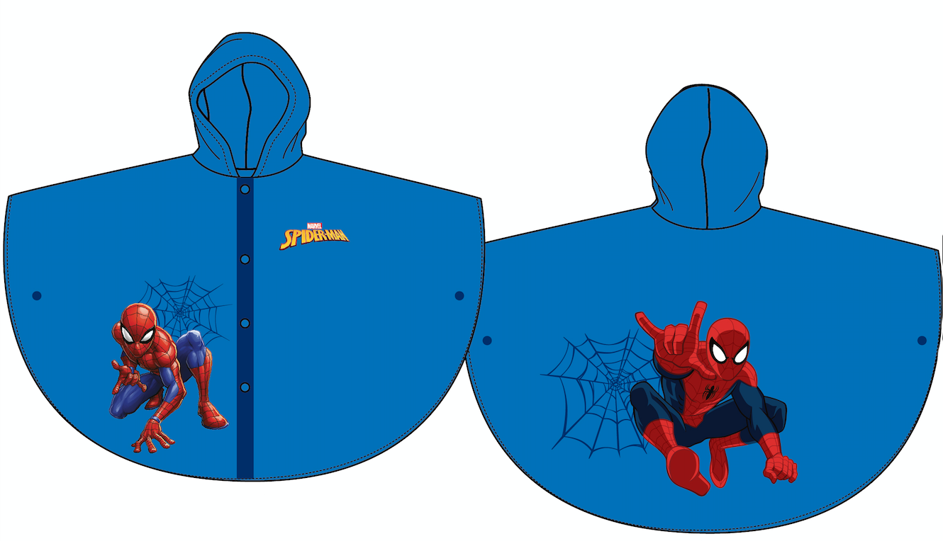 E-shop Cactus Clone Chlapčenský pršiplášť (pončo) Spiderman,modrý veľkosť: 7/8 rok