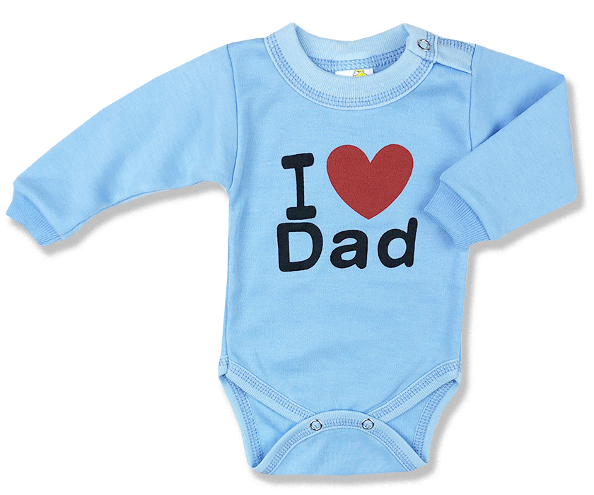 BABY´S WEAR Detské body - I love Dad, modré veľkosť: 98 (24-36m)