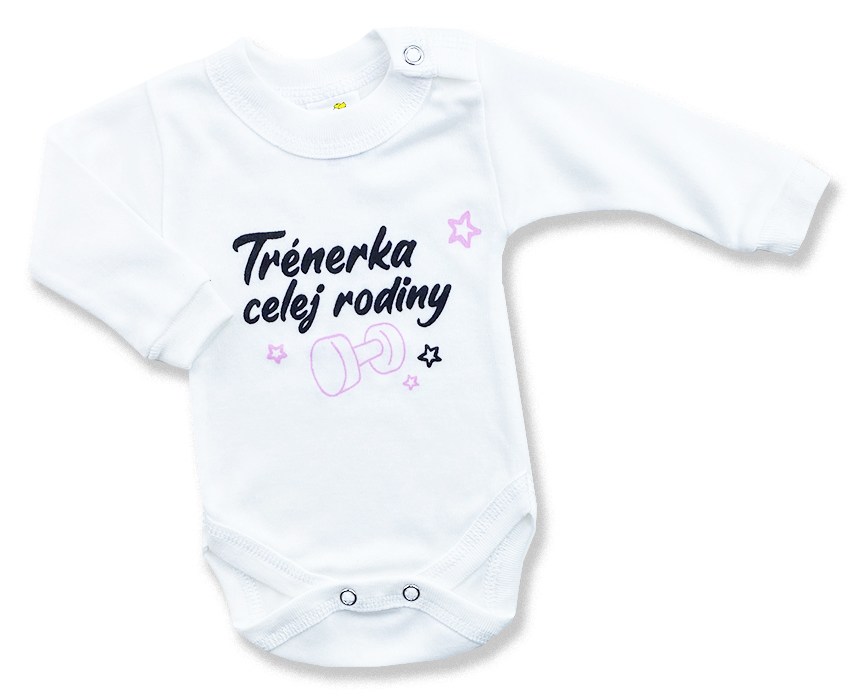 BABY´S WEAR Detské body - Trénerka, biele veľkosť: 62 (2-4m)