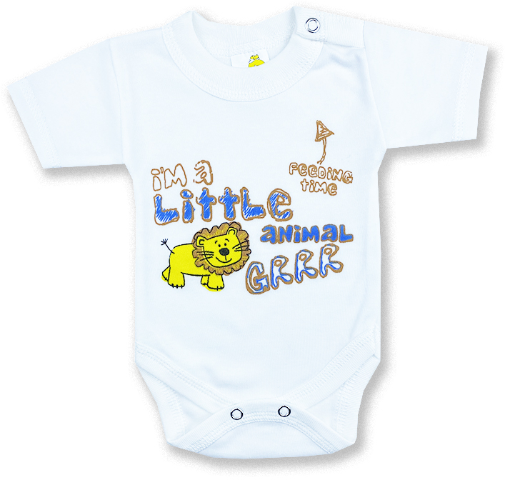 BABY´S WEAR Detské body, krátky rukáv- Animal, biele veľkosť: 80 (9-12m)