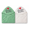 Detská osuška s kapucňou – Mama Papa, zelená