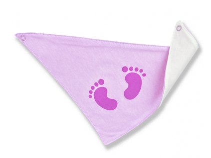 Bavlněný slintáček pro miminka - Stopy, růžový