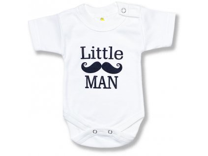 Body pro miminka, krátký rukáv- Little Man, bílé
