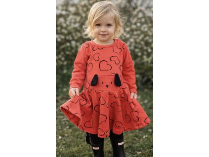 Dívčí šaty- Pejsek, lososové