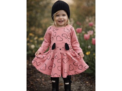 Dívčí šaty- Pejsek, růžové