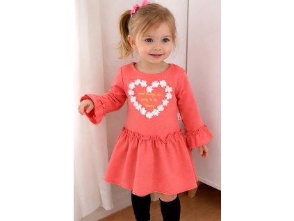 Dívčí šaty- Srdíčko, lososové