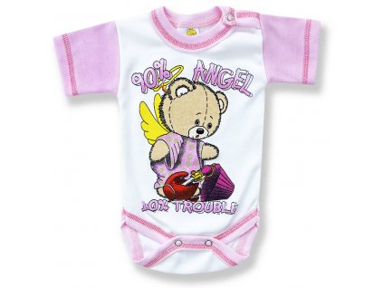 Body pro miminka, krátký rukáv- ANGEL, růžové