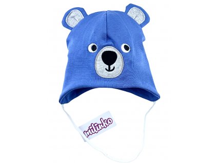 Kojenecká čepice- Medvídek, modrá