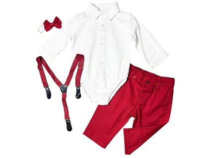 4dílný elegantní set pro miminka- Móda, červený