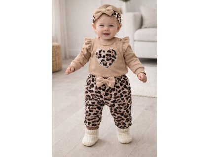 3diíny dívčí komplet- Srdíčka Leopard