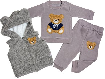 3dílný dětský set – TEDDY fleecový, šedý