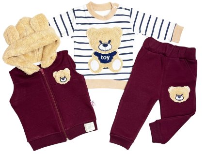3dílná dětská souprava – TEDDY, bordová