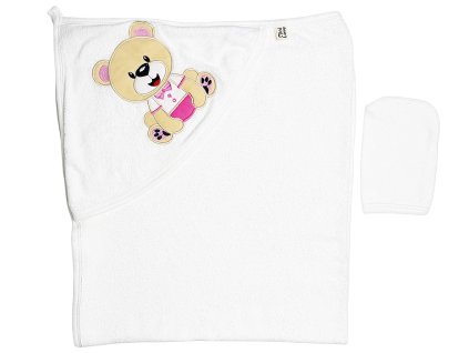 Dětská osuška s kapucí – Medvídek, holčička