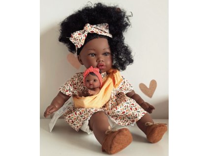 Realistická španělská panenka- Addis černoška 40cm