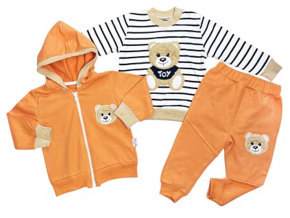 3 részes baba- és gyerekszett - Teddy, narancssárga