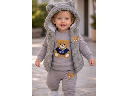 3 részes baba szett – TEDDY polár, szürke