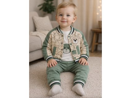 3részes babaruha szett- Maci, zöld