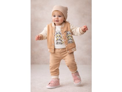 3részes babaruha szett- Macskás, bézs