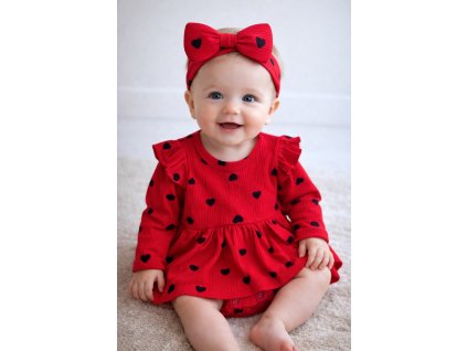 Kétrészes babaszett – Szívecskés, piros