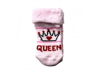 Újszülött zokni- Queen, világosrózsaszín