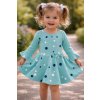 Hosszú ujjú kislány ruha- Pöttyök, türkiz