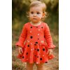 Hosszú ujjú kislány ruha- Pöttyök, lazacszín