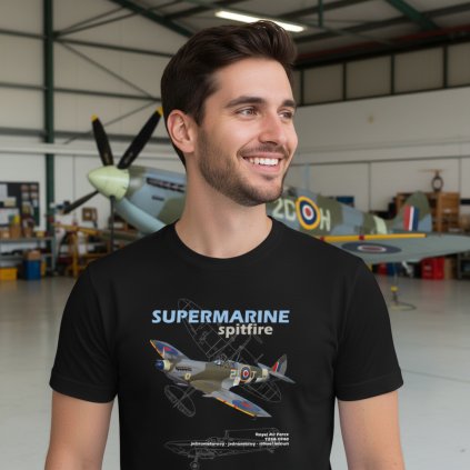 tricko cerne supermarine spitfire 1