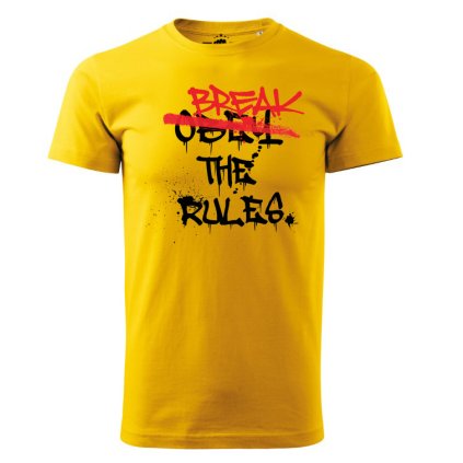 tricko break the rules tmave zlute