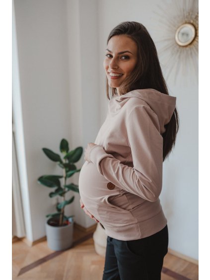 Těhotenská a kojící mikina Milk Please béžová